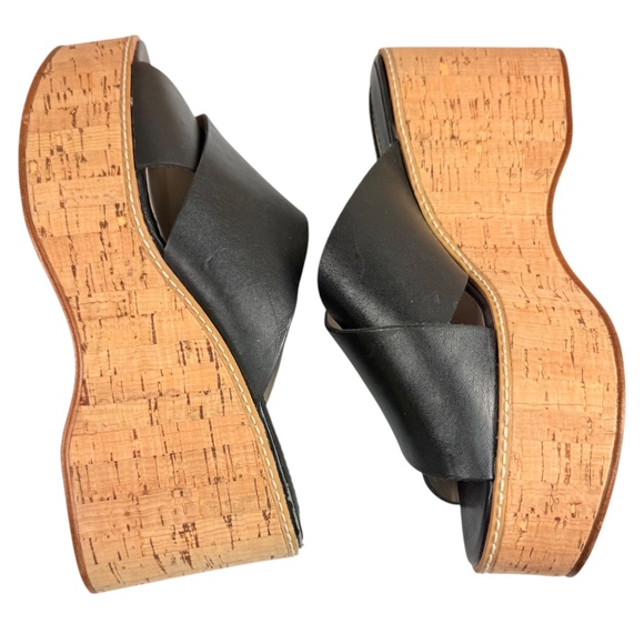 Zara Basic Collection Black Slip On Platform Cork Slide Sandals Women's EU 37 - Picture 6 of 17